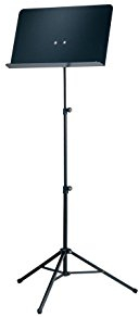 K&M 10068 Schulorchester-Notenpult Schwarz – klappbarer, ausziehbarer Notenständer 55,5 – 119 cm - Platten-Notenablage Aluminium