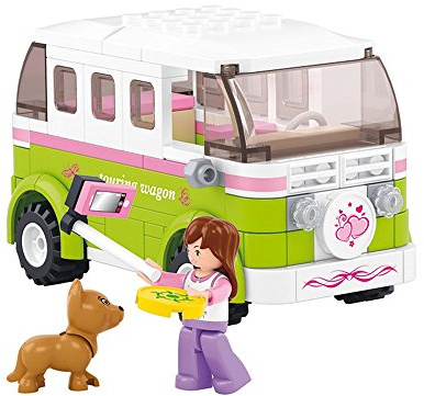 Campingbus (158 Teile) [M38-B0523], Spielset, Klemmbausteine, City, mit Spielfigur, Mädchenträume, Sluban SL95293