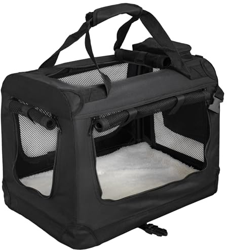 Faltbare Hundebox Transporttasche Transportbox Auto für Katze Hunde Große Kleine Box Bag Bed Decke Klein Auto Transport 7 Größen Taschen Fünf Farben Petigi (Schwarz, S (50 x 35 x 36 cm))