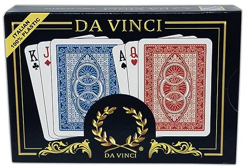 DA VINCI Ruote, Italian 100% Plastic Playing Cards, 2-Deck Poker Size Set, Regular Index, w/2 Cut Cards
