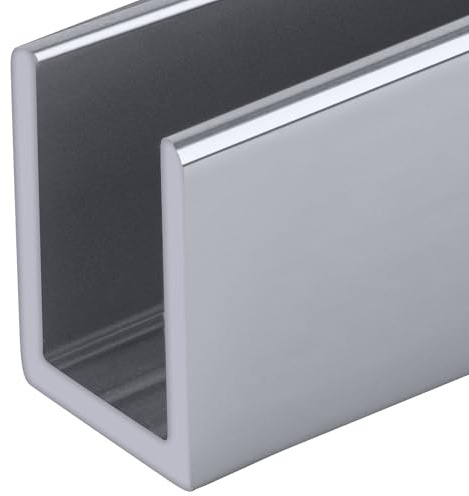 CRL Bright Anodized Frameless Shower Door Aluminum Deep U-Channel for 3/8 Thick Glass - 95 in long