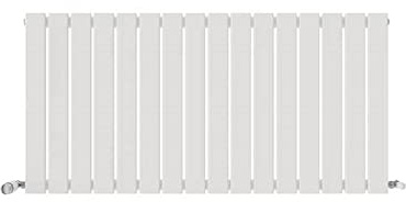 iBathUK Apex Wall-Mounted Horizontal Single Slim Flat Panel Radiator, Steel 16 columns, Hydronic Central Heating, High Thermal Output, Modern Designer Radiator for Bathroom in Matt White, 1216mmx600mm