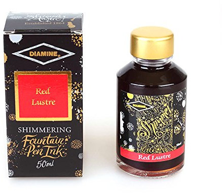 Diamine Shimmer Ink,Red Lustre,Tinte,Schreibtinte im Tintenglas,50 ml