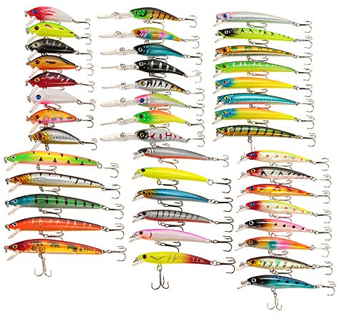 Lixada 43pcs Sortierte Größe der Elritze Ködern zum Fliegenfischen Bleistift Popper Crankbaits Karpfenangeln Wobbler Schwebend Artificial Harte Köder Kit Angelzubehör Swimbait