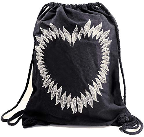 PREMYO Turnbeutel mit Spruch für Mädchen - Teenager Sportbeutel Damen Baumwolle - Hipster Gym Bag Schwarz