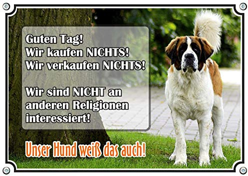 Petsigns Hundeschild - Bernhardiner - hochwertiges uv-beständiges Warnschild, DIN A5