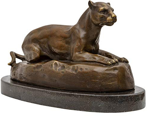 aubaho Bronzeskulptur Raubkatze nach Barye Antik-Stil Bronze Figur Statue Replik Kopie
