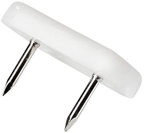 Adsamm®/16 x plastglidare med 2 spikar, vita, 18 x 30 mm, rektangulära, möbelglidare med spik, möbel- och golvglidare