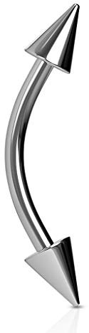 Piercing Augenbrauen Augenbrauenpiercing Banane Spitze Spike Bananabell Curved Barbell Silber 1,2 mm 10 mm