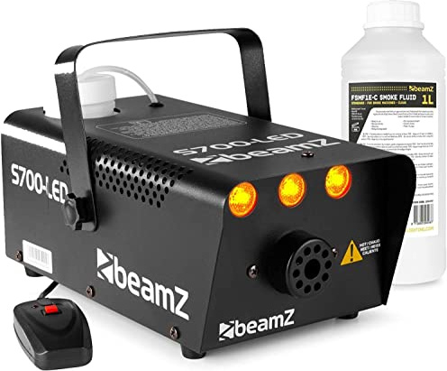 BeamZ S700-LED Nebelmaschine im Set mit Nebelflüssigkeit, Fog Machine, Nebelmaschine, Rauchmaschine Halloween Edition, Flammeneffekt, Party Nebelmaschine mit Kabelfernbedienung