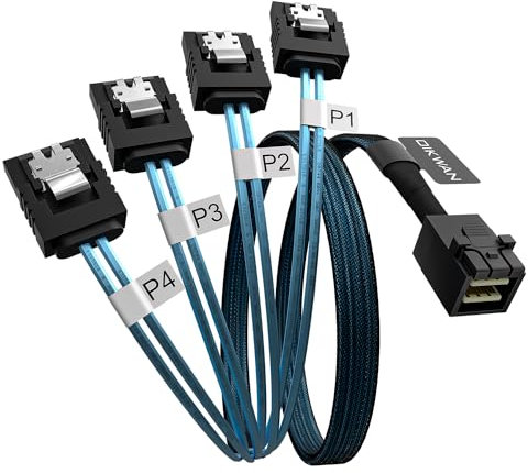 OIKWAN Internal HD Mini SAS to 4XSATA Cable,1.6ft SFF-8643 Host to 4X SATA Target Cable Compatible with Raid Controller Hard Drive