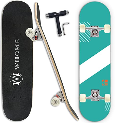 WHOME Pro skateboards för vuxen/barn flicka/pojke nybörjare/pro - 31 x 8 tum standard skateboard komplett 8-lagers alpin lönndäck ABEC-9 lager inkl. T-verktyg (grön)