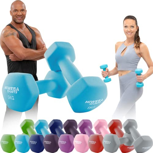 Miweba Sports Neopren Hantelset NKH100 | 0.5-10 kg (2X 5.0 kg, Türkis)