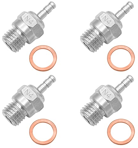 OGUNKE 4pcs Hot Glow Plug N4 Spark Nitro Engine Parts Replace OS for Traxxas Kyosho HSP HPI Redcat 1/8 1/10 RC Car Truck
