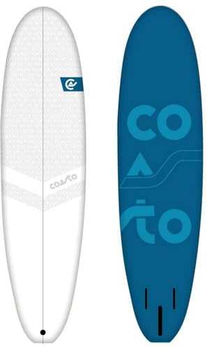 Coasto - Surf Mousse 7', PB-CSOFT700 - Planche Compacte, Légère, Sécurisée et Robuste - Type Evolutive - Noyau EPS - Latte 2X Bois - Matériau Extérieur Souple - Dérives Comprises - Idéal Débutant