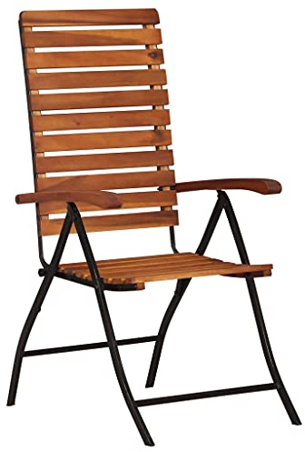 Tidyard 2er Set Klappstühle aus Akazienholz und Stahlrahmen | Holz Klappbare Essstühle Gartenstühle Klappsessel Garten-Liegestühle | für den Innen- und Au?enbereich