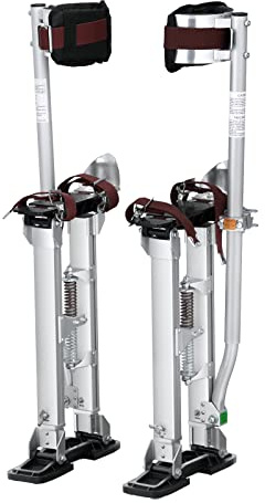 VEVOR 18''-30'' Adjustable Aluminum Drywall Tool Stilts, Durable Non-Slip Work Stilts with Protective Knee Pads, for Sheetrock Painting, Taping, Walking, Silver