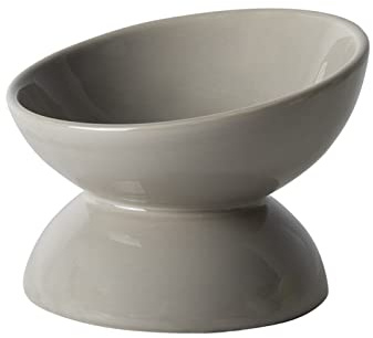 Koomuao Futternapf Katze Erhöht,Katzennapf Keramik Ergonomisch,Anti Erbrechen Fressnapf Katze mit 15° Neigung Design, Futternäpfe für Katzen Essen Schale (Grau)