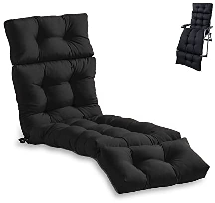 DXDRT Liegenauflage, Auflage für Gartenliege 180x55cm, Auflagen für Deckchair, Polsterauflage für Sonnenliege, Kissen für Liegestuhl,Schwarz