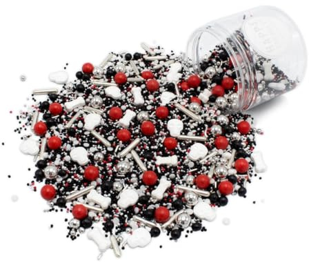 Happy Sprinkles PIRATES PEARLS Piraten Streusel Torten Halloween Deko - 90g | Streuselmix mit Schokolade im Halloween-Look, für Torten, Cupcakes & Kekse, ideal für gruselige Partys & Motto-Kuchen