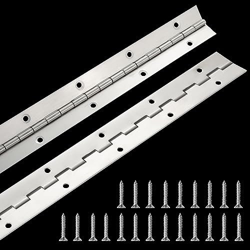 2 Pack Piano Hinge 30 Inch x 1.2 Inch Heavy Duty Continuous Hinge with Holes for Cabinets Boat Marine Door, 304 Stainless Steel Piano Hinge 0.04 Leaf Thickness 1.2'' Open Width