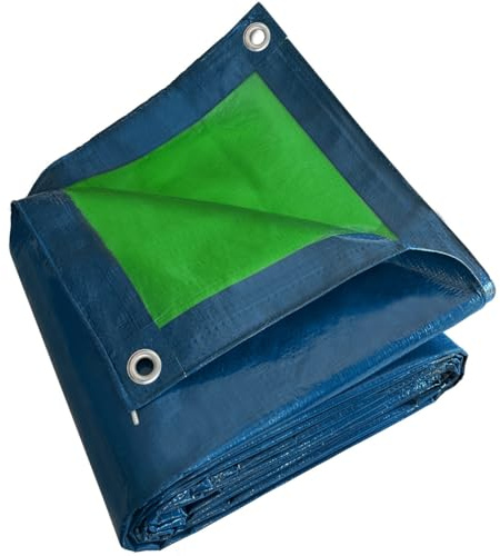 TECPLAST Bâche Jardin 4x5 m SR150JD Bleue et Verte - Haute Qualité - Bâche d'extérieur imperméable avec Oeillets