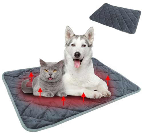Norhogo thermo matte tiere, wärmekissen hund, wärmekissen kleintiere, katzenhöhle warm, wärmedecke hasenstall, selbstheizende decke, wärmematte katze für Katze Welpen Reise Camping, 40x50cm Marineblau