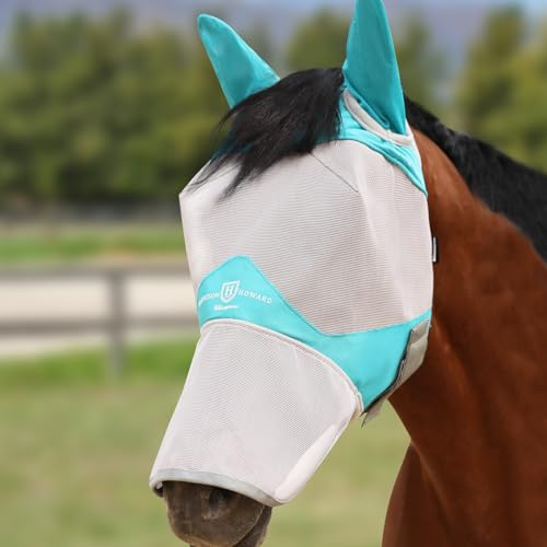 Harrison Howard Full Face Horse Fly Mask UV Protection and Breathable for Equine Use Comfortable Mint M