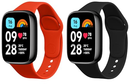 kwmobile Straps for Xiaomi Redmi Watch 3 Active Straps - 2x Replacement Silicone Watch Bands - Smartwatch or Fitness Tracker