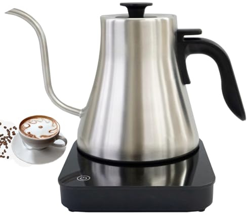 Greenmigo Elektrischer Schwanenhals Wasserkocher Kaffee- und Teekanne,Edelstahl Temperaturregelung Wasserkocher,Schnellheizung Variable Temperatur,1 Liter Wasserkessel,360°Basis