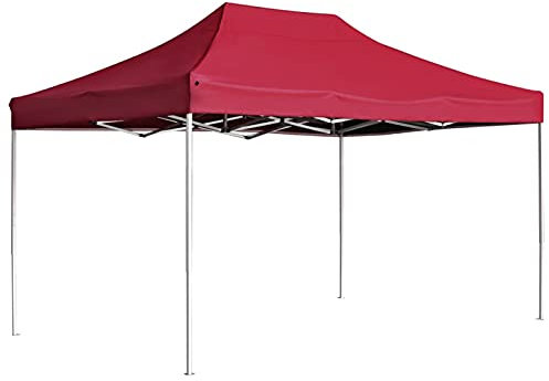 Rantry Professioneller Faltpavillon aus Aluminium, 4,5 x 3 m, Weinrot, Außenpavillon für Garten, Balkon, Terrasse, Gartenpavillon, faltbar,