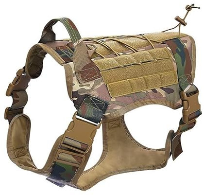 Roujune No-Pull Hundegeschirr, Einstellbar Sicherheitsgeschirr Ultra Atmungsaktiv für Große/Mittlere Hunde Brustgeschirr Hundeharness Hundeweste Tarnfarbe Größe L