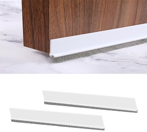 Furforstk Draught Excluder for Doors, 2 Pcs Door Sealing Strip, Energy Saving, Sound Insulation, Blocking Cold and Hot Air (White)