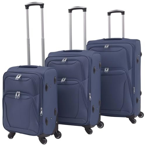 LAPOOH 3-TLG. Weichgepäck Trolley-Set, Koffer Set, Hartschalenkoffer Set, Reisekoffer, Reisetrolley Mit Rollen, Luggage Set, Marineblau