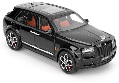 imtfzct 1/24 Rolls Royce Cullinan Alloy Modellauto, Spielzeugmodellauto zum Sammeln, Geschenk für Kinder, Spielzeugauto mit Sound- und Lichtfunktion und Pull-Back-Funktion（schwarz