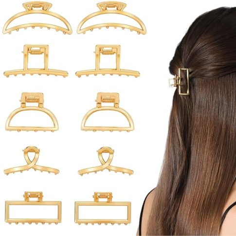 LunarCharm 10 Stück kleine goldene Haarspangen, Haarklammern aus Metall für dickes, dünnes Frauenhaar, starker Halt, rutschfeste Haarspange, Klemme für langes Haar