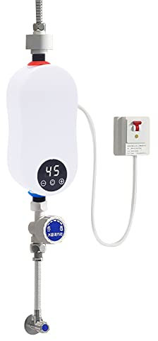 ACROSSPART Mini Elektrische Durchlauferhitzer 220V 5500W Warmwasserspeicher mit LED-Anzeige und Intelligentes Thermostat Boiler Untertisch IPX4 Wasserdicht Schnelle Erwärmung