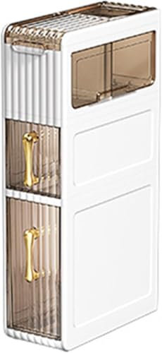 MEWVABKW Lagerschrank, stapelbare Lagerschubladen, Lagerschrank-Organizer, 2/3/4-stufig, freistehender Toilettenpapierhalter und Aufbewahrung, schmaler, schmaler Lagerschrank aus Kunststoff mit Schub