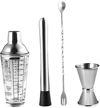 Coctelera Juego de 4 Piezas de Acero Inoxidable para Bar