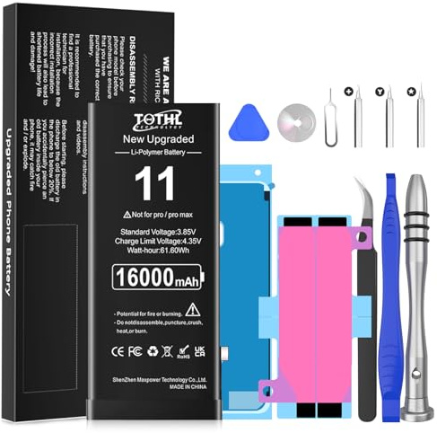 Batterie de rechange Li-polymère pour iPhone 11 (mise à niveau 2025) 0 cycle avec kit d'outils de réparation professionnels