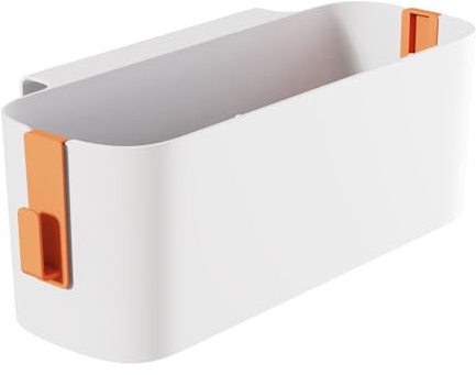 Buachois Bedside Hanging Storage Basket,Hanging Caddy Storage Shelf Organizer Accessories with 2 Hooks for Bed Rails Shelves Bunk Bed Shelf Dormitory Desktop School Office Orange