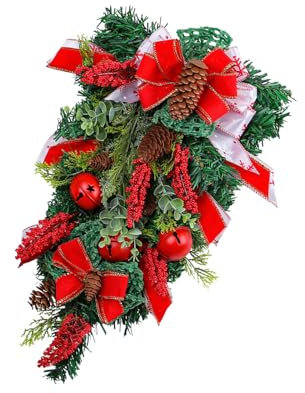 Couronne de Noël artificielle à suspendre avec pomme de pin pour porte, fenêtre, couloir, décoration d'arrangements de plantes de Noël