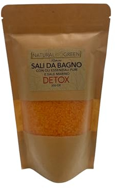 Naturalbiogreen Sales de baño con aceites esenciales puros y sal marina Detox 350 g