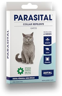 Collar Repelente para Gatos PARASITAL contra Pulgas, Garrapatas y Mosquitos Muy Efectivo con Aceites Esenciales | Duración hasta 4 Meses | 1 Collar de 35 CM | Nexum Market