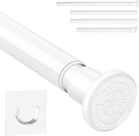 Tringle à rideaux sans perçage réglable 71-165 cm tringle à rideaux en acier inoxydable antidérapante tringle Télescopique pour penderie cintre salle de bains balcon blanc