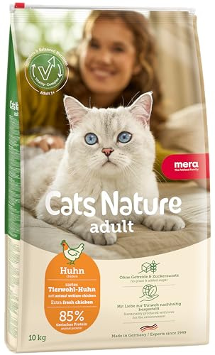 MERA Cats Nature Huhn 10kg Katzenfutter trocken ohne Zucker & Getreide | Hochwertige Rezeptur mit hohem Fleischanteil - Alleinfuttermittel, magenschonend, leicht verdaulich, Familienunternehmen