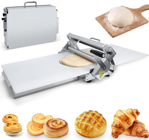 twostronking Sfogliatrice Professionale, Sfogliatrice per Casa, con Maniglia a Rullo a 360°, Spessore di Pressatura Regolabile da 0 a 25,0 Mm, per Croissant, Paste Danesi, Pasta Sfoglia, Pasta 400