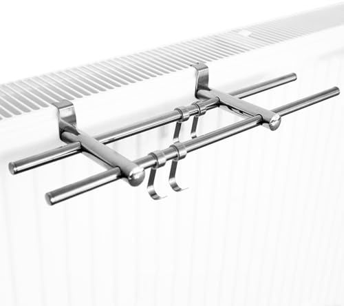 RIDELF Handtuchhalter Heizkörper Handtuchtrockner Heizung Handtuchstange Edelstahl Ohne Bohren Heizungstrockner für Heizkörper Trockner zum Einhängen(B,50cm)