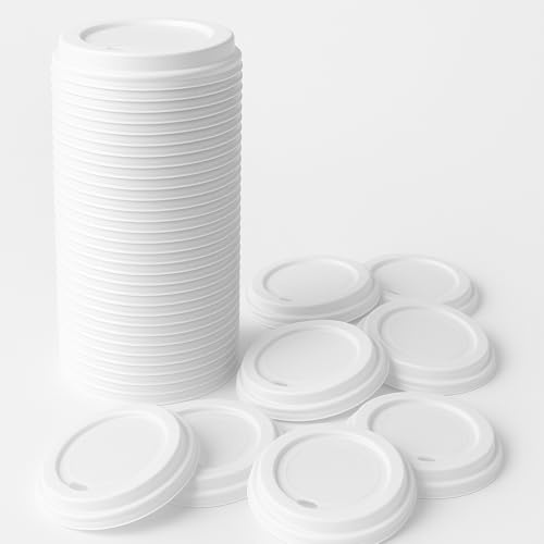 Terryshop74® Coperchi in Plastica Riutilizzabili Bianchi per Bicchieri 180 ml – Confezione da 100 Pezzi – Compatibili con Bicchieri in Carta per Bevande Calde e Fredde