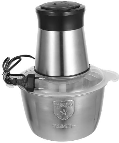 OSALADI Hachoir à Viande Électrique 2L en Acier Inoxydable Noir Double Vitesse Réglable Presse-Ail Intégré Robot Cuisine Multifonction pour Viande et Légumes Usage Domestique Sécurisé